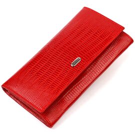 Купить - Яркий кошелек для женщин из натуральной фактурной кожи CANPELLINI 21823 Красный, фото , характеристики, отзывы