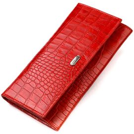 Купить Оригинальный женский кошелек из натуральной фактурной кожи с тиснением под крокодила CANPELLINI 21827 Красный, фото , характеристики, отзывы