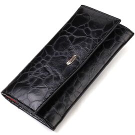 Придбати Незвичайний жіночий гаманець із натуральної фактурної шкіри CANPELLINI 21834 Чорний, image , характеристики, відгуки
