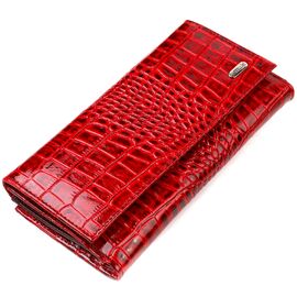 Купить - Яркое женское портмоне из натуральной кожи с тиснением под крокодила CANPELLINI 21852 Красный, фото , характеристики, отзывы