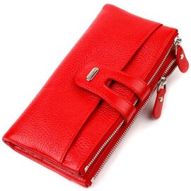 Купить Яркий женский кошелек с удобным функционалом из натуральной кожи CANPELLINI 21895 Красный, фото , характеристики, отзывы