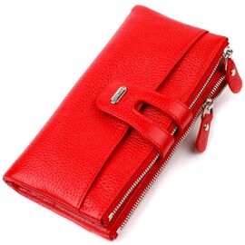 Купить - Яркий женский кошелек с удобным функционалом из натуральной кожи CANPELLINI 21895 Красный, фото , характеристики, отзывы