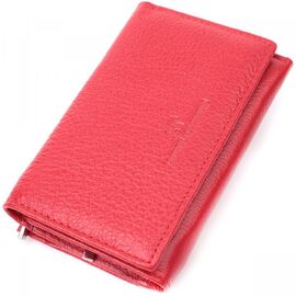 Придбати Шкіряний зручний жіночий гаманець у три додавання ST Leather 22490 Червоний, image , характеристики, відгуки