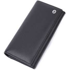 Купить - Лаконичный женский кошелек горизонтального формата из натуральной кожи ST Leather 22513 Черный, фото , характеристики, отзывы