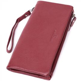 Придбати Добротний жіночий гаманець-клатч із двома блискавками з натуральної шкіри ST Leather 22528 Бордовий, image , характеристики, відгуки