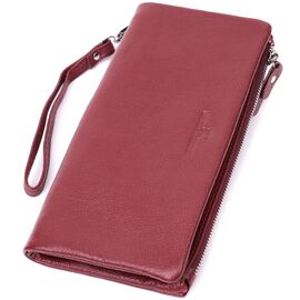 Купить Добротный женский кошелек-клатч с двумя молниями из натуральной кожи ST Leather 22528 Бордовый, фото , характеристики, отзывы