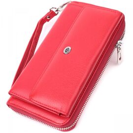 Придбати Симпатичний гаманець-клатч з ручкою для носіння в руці з натуральної шкіри ST Leather 22530 Червоний, image , характеристики, відгуки