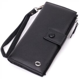 Придбати Лаконічний жіночий вертикальний гаманець-клатч із натуральної шкіри ST Leather 22537 Чорний, image , характеристики, відгуки