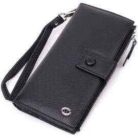 Купить Лаконичный женский вертикальный кошелек-клатч из натуральной кожи ST Leather 22537 Черный, фото , характеристики, отзывы