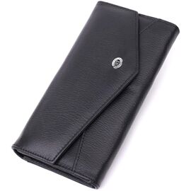 Купить Кожаный женский кошелек с геометрическим клапаном ST Leather 22546 Черный, фото , характеристики, отзывы