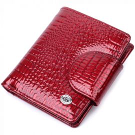 Купить Лакированный кошелек для женщин среднего размера из натуральной кожи ST Leather 22685 Красный, фото , характеристики, отзывы