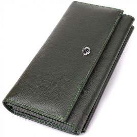 Купить Горизонтальный кошелек с карманом для телефона из натуральной кожи ST Leather 23068 Зеленый, фото , характеристики, отзывы