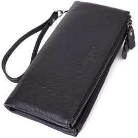 Придбати Практичный кожаный кошелек на три отделения ST Leather 23111 Черный, image , характеристики, відгуки