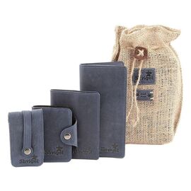Купить - Стильный набор кожаных аксессуаров SHVIGEL 10075, Синий, фото , характеристики, отзывы