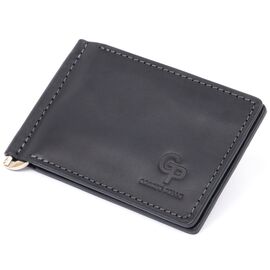 Купить - Стильное портмоне с зажимом для денег без застежки винтажное GRANDE PELLE 11296 Черное, фото , характеристики, отзывы