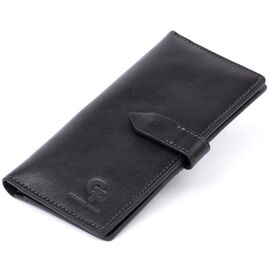 Придбати Вертикальний гаманець глянсовий Anet на кнопці GRANDE PELLE 11324 Чорний, image , характеристики, відгуки