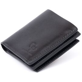 Купить - Вертикальное глянцевое портмоне с накладной монетницей GRANDE PELLE 11329 Черное, фото , характеристики, отзывы