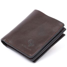 Купить - Вертикальное глянцевое портмоне с накладной монетницей GRANDE PELLE 11330 Шоколадное, фото , характеристики, отзывы
