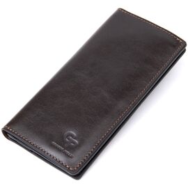Купить - Кожаное глянцевое портмоне GRANDE PELLE 11469 Темно-коричневый, фото , характеристики, отзывы