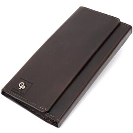 Купить - Вертикальный кошелек с отделением для телефона из натуральной кожи GRANDE PELLE 11645 Коричневый, фото , характеристики, отзывы