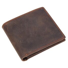 Купить - Бумажник горизонтальный в винтажной коже Vintage 14965 Коричневый, фото , характеристики, отзывы