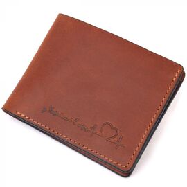 Купить Мужской кожаный кошелек в два сложения Сердце GRANDE PELLE 16736 Светло-коричневый, фото , характеристики, отзывы