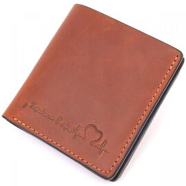 Придбати Місткий шкіряний чоловічий гаманець з монетницею Серце GRANDE PELLE 16743 Світло-коричневий, image , характеристики, відгуки