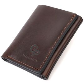 Придбати Зручний чоловічий гаманець у три складання GRANDE PELLE 16787 Темно-коричневий, image , характеристики, відгуки