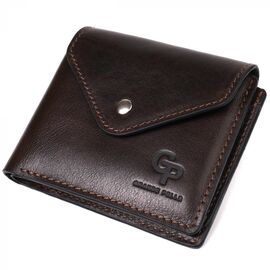 Придбати Чоловічий гаманець з монетницею з натуральної глянсової шкіри GRANDE PELLE 16807 Коричневий, image , характеристики, відгуки