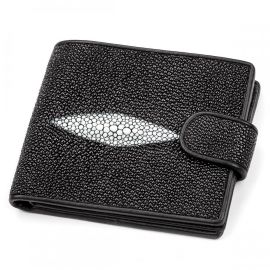 Купить Портмоне мужское STINGRAY LEATHER 18070 из натуральной кожи морского ската Черное, фото , характеристики, отзывы