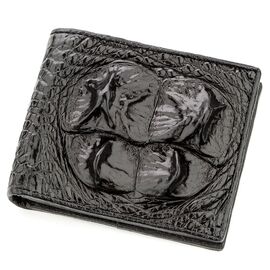 Бумажник мужской CROCODILE LEATHER 18582 из натуральной кожи крокодила Черный, Черный, фото 