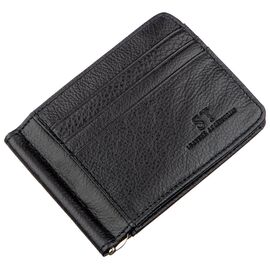 Мужской зажим с карманами для карточек ST Leather 18940 Черный, Черный, фото 