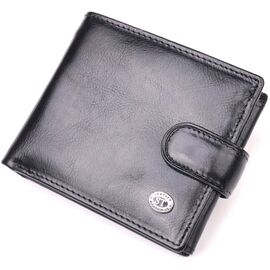Купить - Классический мужской бумажник из натуральной кожи ST Leather 19407 Черный, фото , характеристики, отзывы