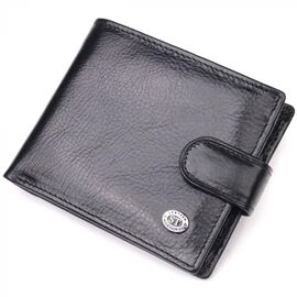 Купить Мужской бумажник из натуральной гладкой кожи в два сложения ST Leather 19409 Черный, фото , характеристики, отзывы