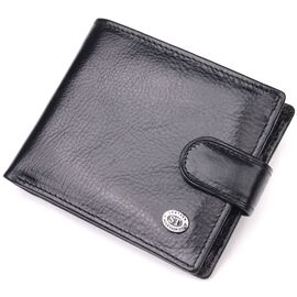Купить - Мужской бумажник из натуральной гладкой кожи в два сложения ST Leather 19409 Черный, фото , характеристики, отзывы