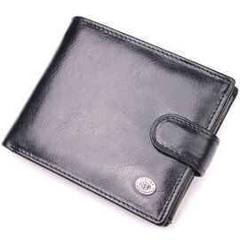 Купить - Классический мужской бумажник среднего размера из натуральной кожи ST Leather 19412 Черный, фото , характеристики, отзывы