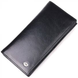 Купить Надежный мужской бумажник из натуральной гладкой кожи в два сложения ST Leather 19414 Черный, фото , характеристики, отзывы