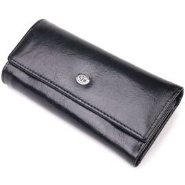 Купить - Надежный кошелек-ключница из натуральной гладкой кожи ST Leather 19415 Черный, фото , характеристики, отзывы