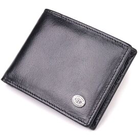 Купить - Компактный зажим для денег из натуральной гладкой кожи ST Leather 19416 Черный, фото , характеристики, отзывы