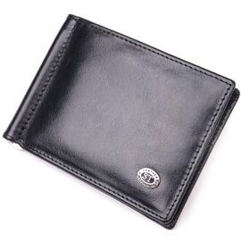 Купить - Практичный зажим для денег из натуральной гладкой кожи ST Leather 19417 Черный, фото , характеристики, отзывы