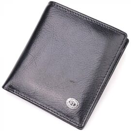 Придбати Компактний гаманець для грошей із натуральної гладкої шкіри ST Leather 19418 Чорний, image , характеристики, відгуки