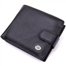 Купить Классическое портмоне для мужчин с блоком для карт из натуральной кожи ST Leather 19473 Черное, фото , характеристики, отзывы
