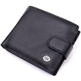 Купить - Классическое портмоне для мужчин с блоком для карт из натуральной кожи ST Leather 19473 Черное, фото , характеристики, отзывы