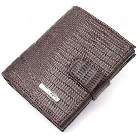 Придбати Лаковане чоловіче портмоне з фактурної шкіри KARYA 21046 Коричневий, image , характеристики, відгуки