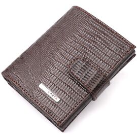 Купить - Лакированное мужское портмоне из фактурной кожи KARYA 21046 Коричневый, фото , характеристики, отзывы