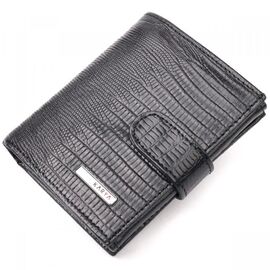 Придбати Стильне лаковане чоловіче портмоне з фактурної шкіри KARYA 21047 Чорний, image , характеристики, відгуки