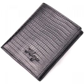 Придбати Красивий чоловічий гаманець із фактурної шкіри під рептилію KARYA 21059 Чорний, image , характеристики, відгуки