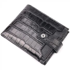 Придбати Стильний чоловічий гаманець із фактурної шкіри під рептилію KARYA 21065 Чорний, image , характеристики, відгуки