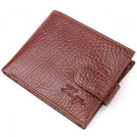Купить - Практичный мужской кошелек с хлястиком из натуральной кожи KARYA 21075 Светло-коричневый, фото , характеристики, отзывы