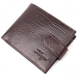 Придбати Чоловічий гаманець з хлястиком із натуральної шкіри KARYA 21076 Коричневий, image , характеристики, відгуки
